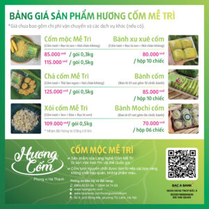 Bảng giá cốm Mễ Trì 2025